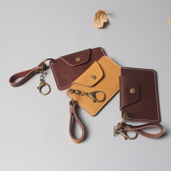 Ultra-thin genuine cowhide card holder, multi-pocket credit card holder with keychain Ultra-thin genuine cowhide card holder, multi-pocket credit card holder with keychain