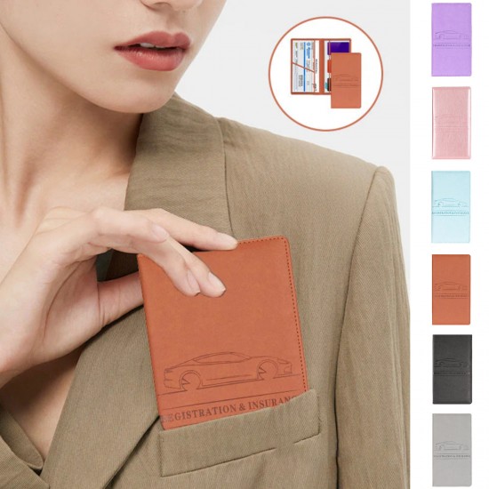 Car insurance information folder, PU leather ID card and driver's license folder, exquisite card holder