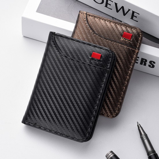 Men's PU Leather Carbon Fiber Texture Credit Card Holder Multi-Card Slot Men's Wallet Stylish And Durable Perfect Gift For Men