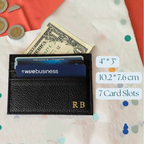 Genuine leather colored card holder, monogram leather credit card wallet, personalized wedding gift ideas, custom initials