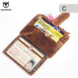 BULLCAPTAIN RFID Blocking Leather Wallet Credit Card ID Holder Wallet Money Clip Unisex