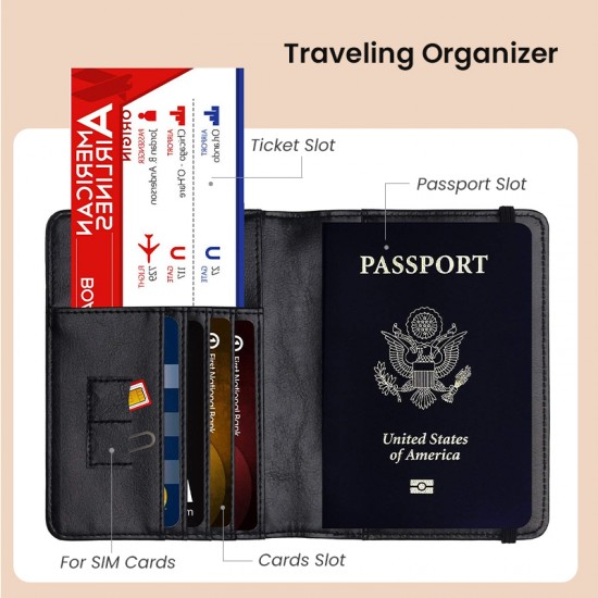 Universal PU Leather RFID Passport Wallet/Cover - Men & Women's Travel Essential, Safely Stores Passports & Cards, Great for Fam