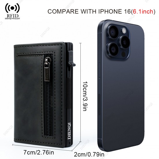 Anti-theft Credit Card Holder Men Wallets Rfid Blocking Aluminum Leather Pop Up Minimalist Wallet Cardholder Wallets for Men