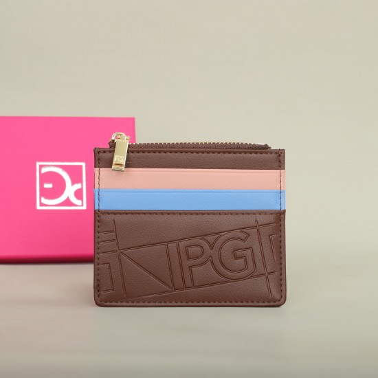 PG Women's Wallet Fashion Retro Temperament Women's Bag Button Folding Monogram Printed Metal Zipper Leather Bag Card Women's
