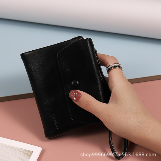 Portable short wallet 2025 spring and summer new solid color zipper wristband foldable and retractable