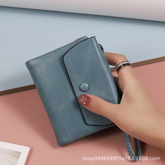 Portable short wallet 2025 spring and summer new solid color zipper wristband foldable and retractable
