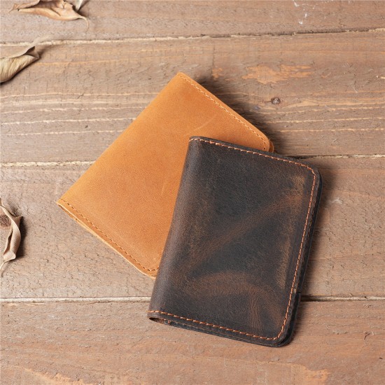 Men Genuine Leather Card Holder Wallet for Women Bifold Cowhide Minimalist Large Capacity Ultra-Thin Multi Card Slots Wallet