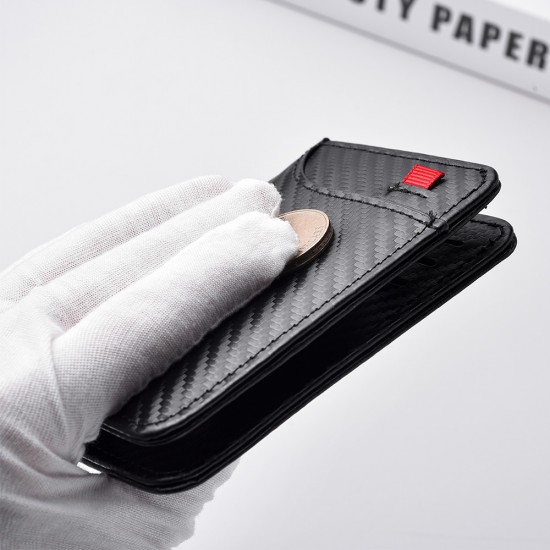 Men's PU Leather Carbon Fiber Texture Credit Card Holder Multi-Card Slot Men's Wallet Stylish And Durable Perfect Gift For Men