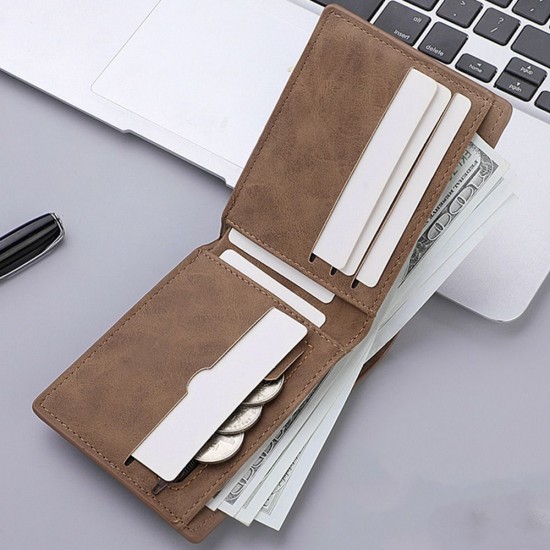 Multi-card Slot Men Multi-card Slot Wallet Fashion PU Leather Folding Coin Purse Large-capacity Money Bag