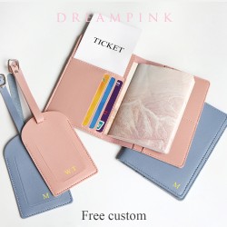Customized name travel passport cover set luggage tag card holder passport holder